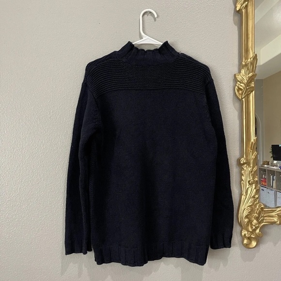 Lauren Ralph Lauren Navy Cable Knit Mock Neck Anchor Sweater Medium Silk Blend - Picture 5 of 5